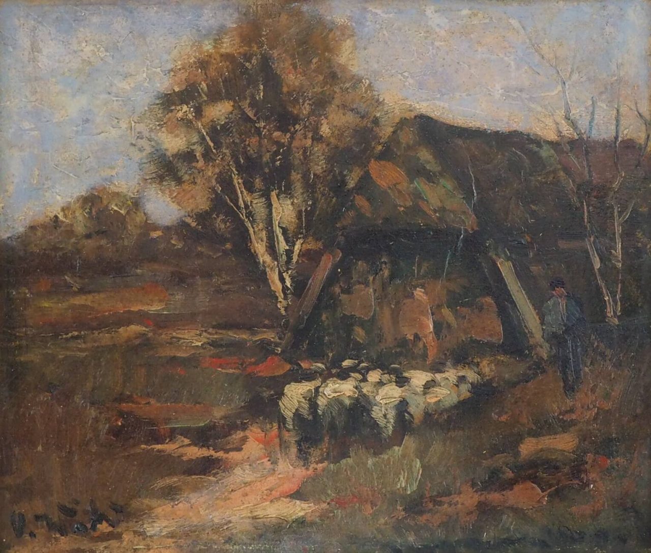 Otto Wild - Schäfer mit Herde am Heidehof